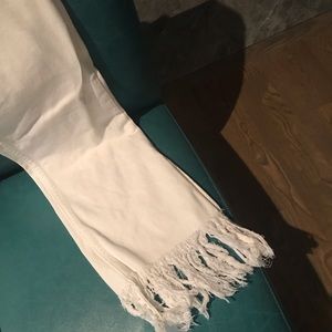 White fringed jeans